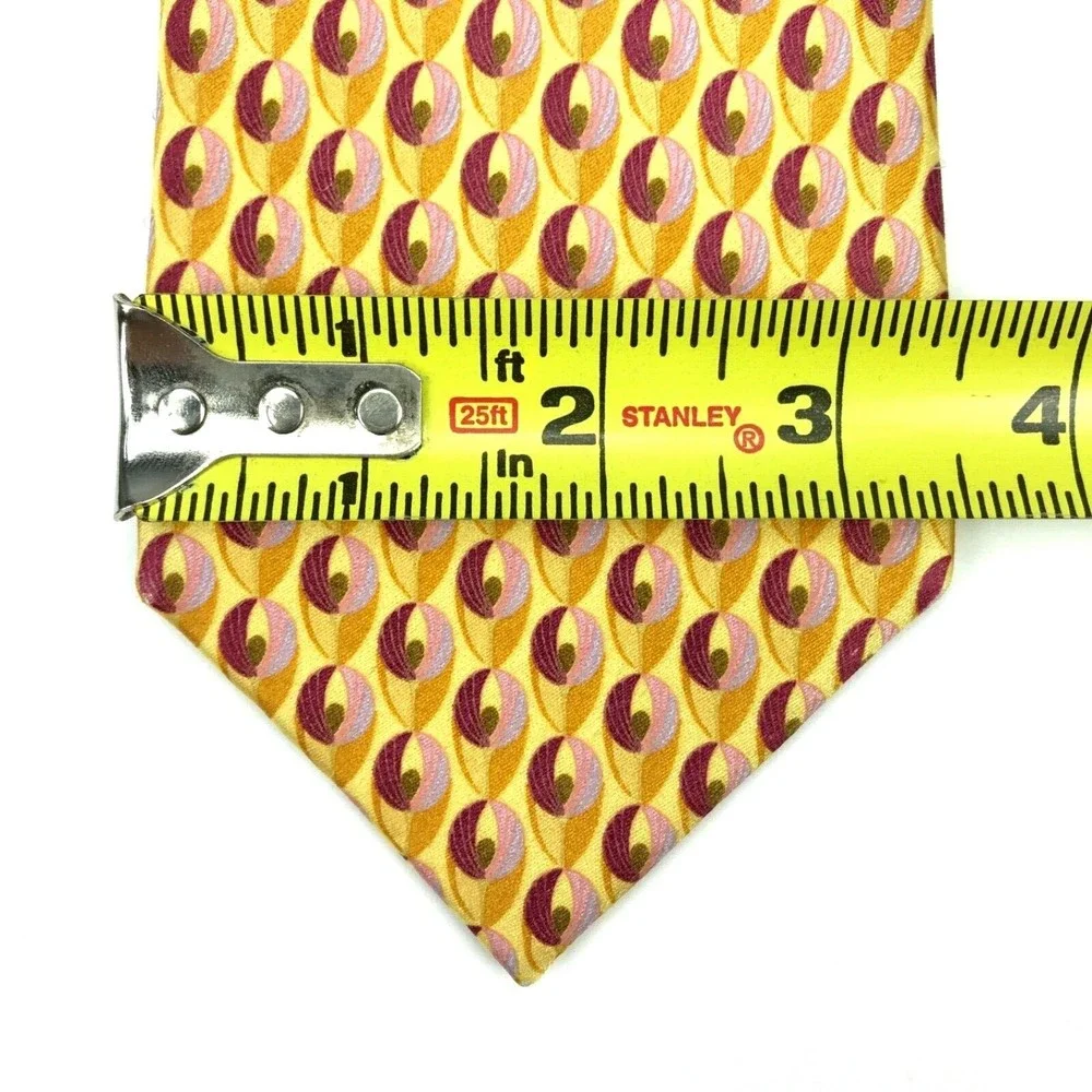 Ermenegildo Zegna 100% Silk Italian Yellow Red Pink Necktie Made in Italy 3.5x58